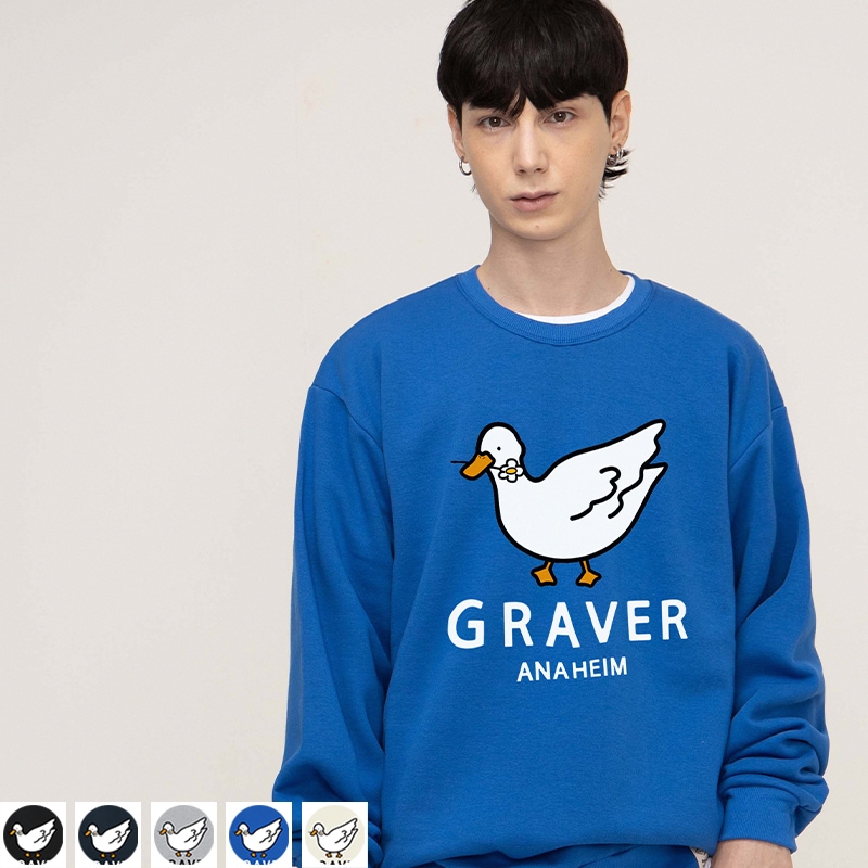 [UNISEX]White Duck Smile Sweatshirt_5color