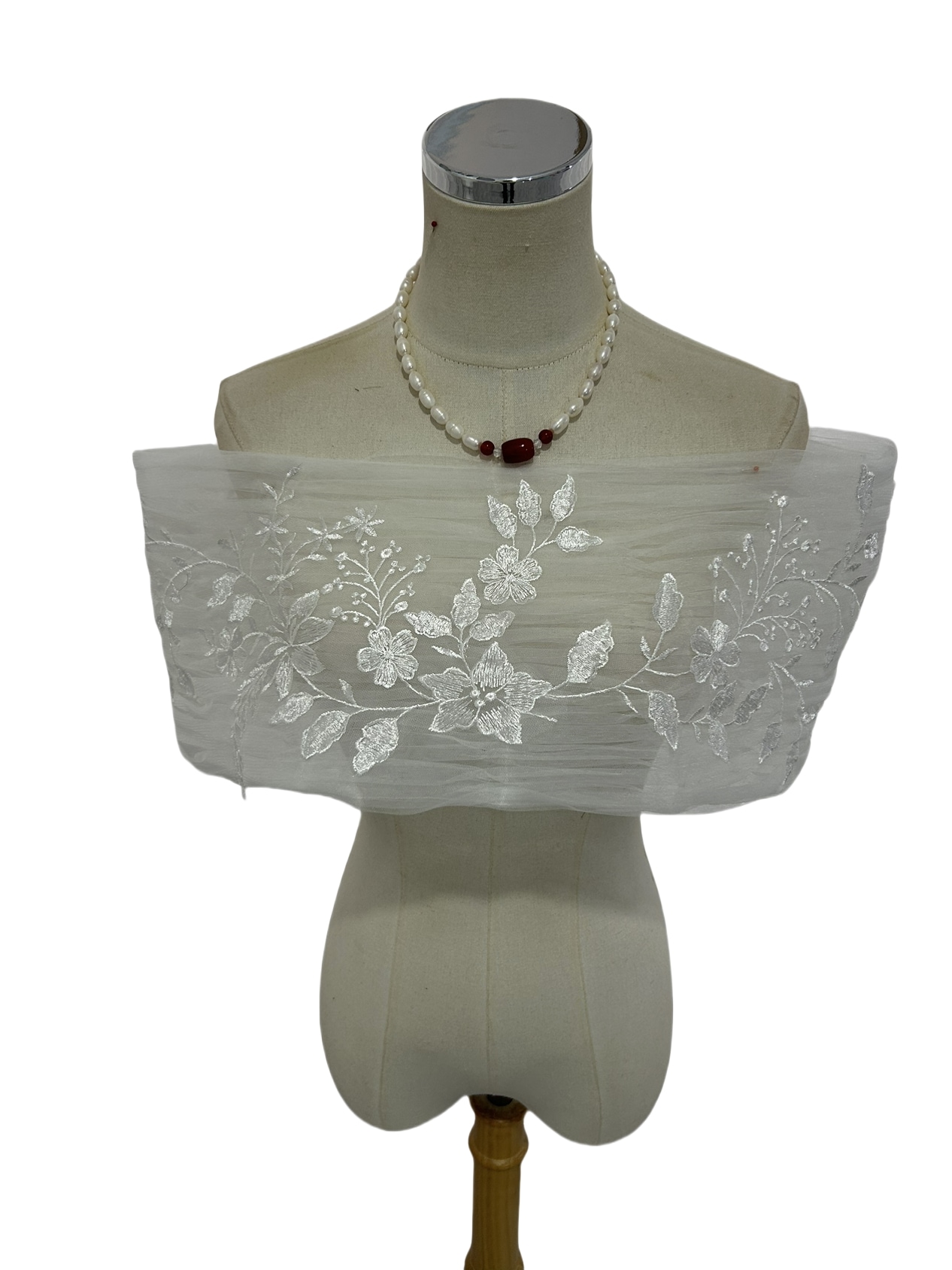 オフショルダー 花モチーフ 編み上げ シアーな美しさ フランス風 花嫁