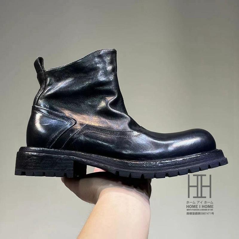 ワークブーツ ブーツ メンズ レディース サイドジップ ローカット つま先まるい 牛革 本革 冬 防寒 バイク 防水 防滑 紳士靴