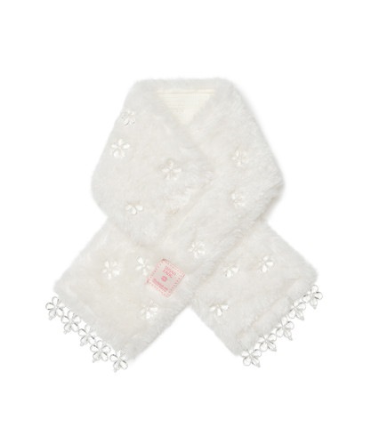 ROCKFISH WEATHERWEAR公式 マフラー [X SUSAN FANG] FURRY BUBBLE FLOWER SCARF WHITE