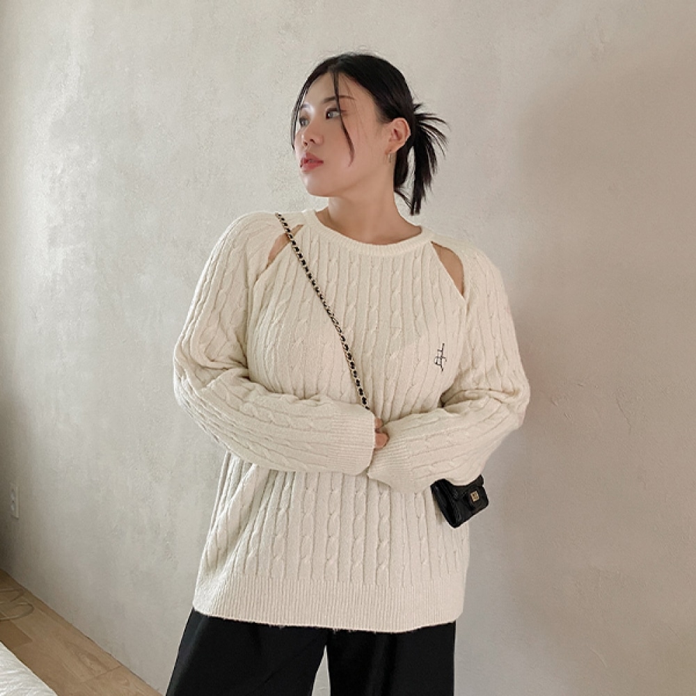 (JSTYLEのイーブレット) イーブレットジュネーブカットアウト刺しゅうニット Jスタイル