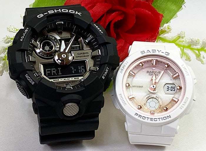 恋人たちのGショック ペアウオッチ G-SHOCK BABY-G ペア腕時計 カシオ 2本セット GA-710-1AJF BGA-250-7A2JF 手書きの あす楽対応 ホワイト 白 黒