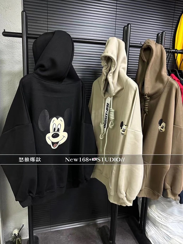 ミッキー女性用フード付きスウェットジャケットお尻をカバーする厚みのあるゆったりとしたミッキートップ