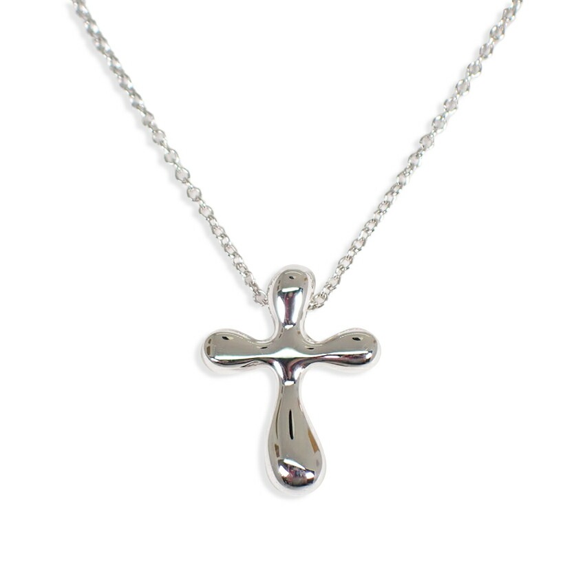 【中古】TIFFANY/ティファニー 925 ティアドロップ クロス ペンダント/ネックレス[g354-69］