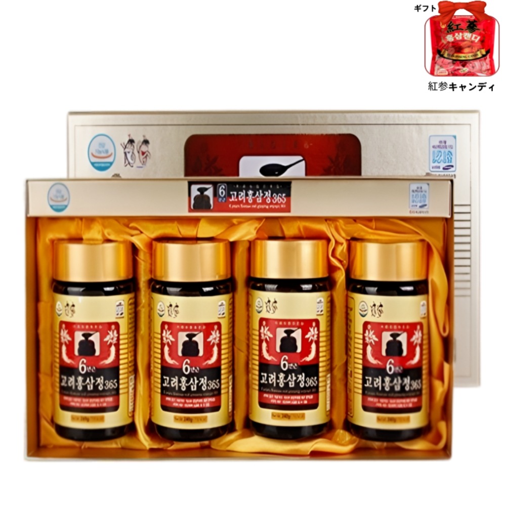 [韓国人気No.1] 人参製品 6年根 高麗紅参政365 紅参エキス 960g [240gx4本] 紅参濃縮液 疲労回復/ 免疫力アップ/ 美容サポート