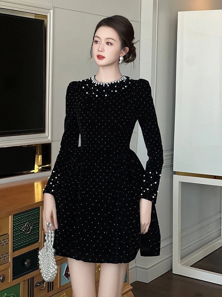 秋 ショート キラキラ ドレス パーティー キャバ 大人 同窓会 披露宴 卒業式 結婚式 演奏会 ウェディング 二次会