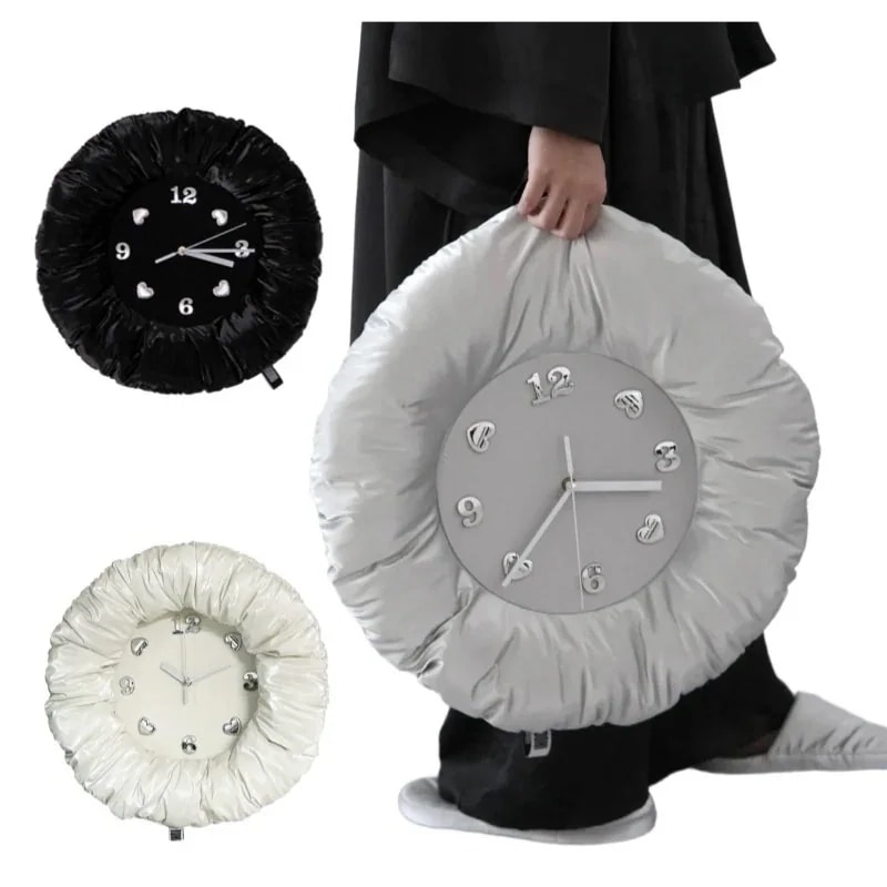 韓国インテリア DOKIDOKI Souffle Clock 静音 壁掛け時計 (3 color, 2 size) シルバークッション時計 韓国ブランド かわいい おしゃれ