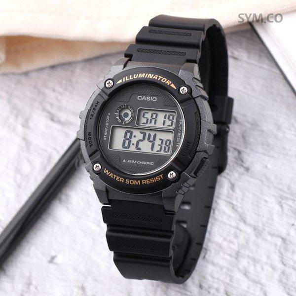 W-216H-1B ラウンド 軍人 軍用 アラーム デジタル メンズ ウレタン 腕時計 d