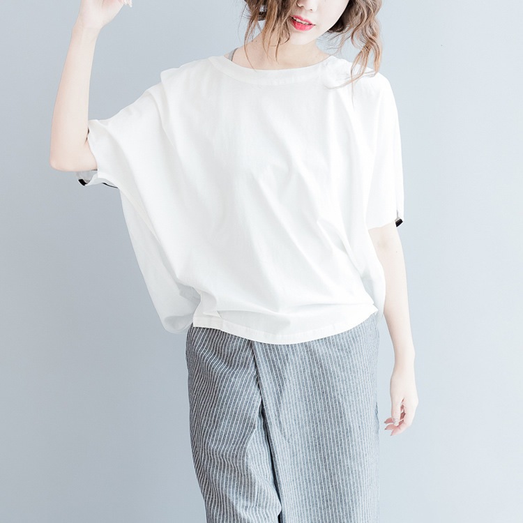 トップス カットソー 5分袖 ラウンドネック プルオーバー ミディアム丈 バックデザイン ドロスト かわいい 大人可愛い きれいめ シンプル 上品 おしゃれ かっこいい カジュアル こなれ感 個性的Tシャツ・カットソー