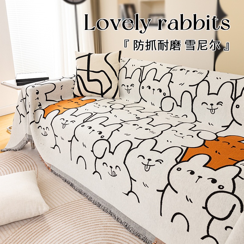 かわいい漫画ソファカバーオールシーズン猫傷防止ソファカバー布オールインクルーシブ大型滑り止めソファカバー卸売配送