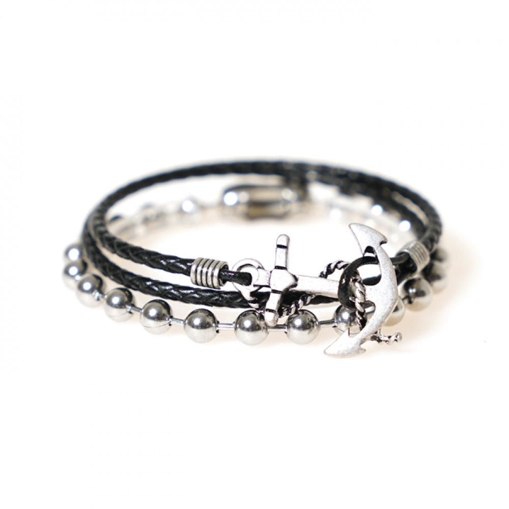 JBANS クラシックダブルライン 420BK サージボール 466 ブレスレットセット (C1901-SE079BK)