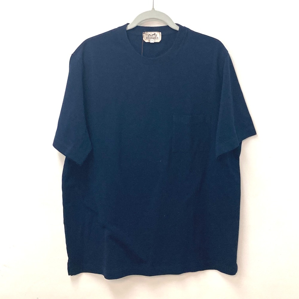 半袖Ｔシャツ H刺繍 トップス アパレル アパレル ポケット付き コットン ネイビー