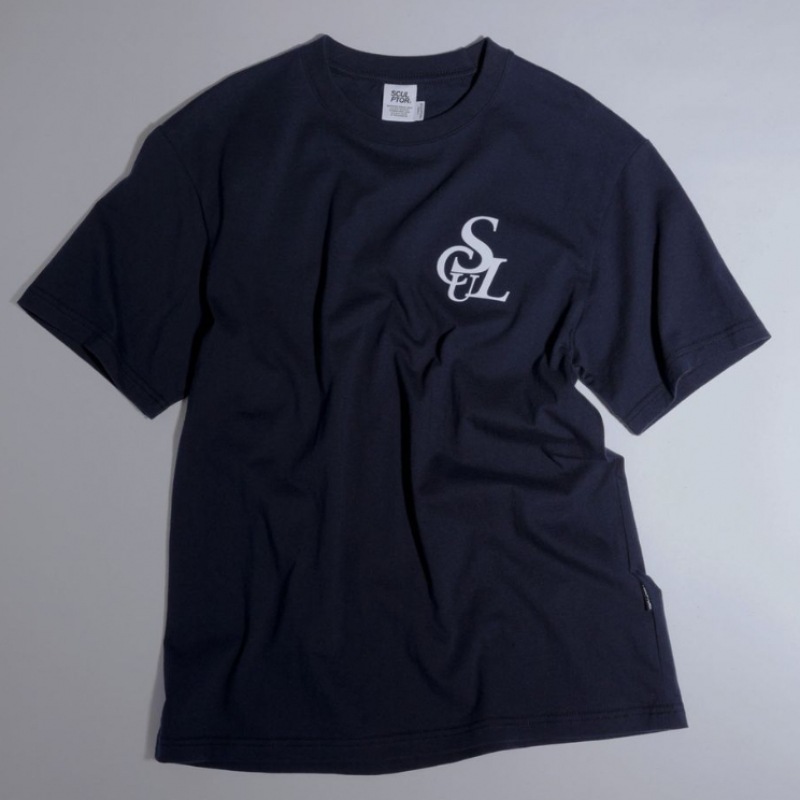 SCULPTOR Flocking Symbol Logo Tee Navy