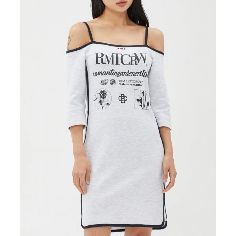 ROMANTIC CROWN (ロマンティッククラウン) モノクロームショルダーレスドレス_ライトグレー 5,484円