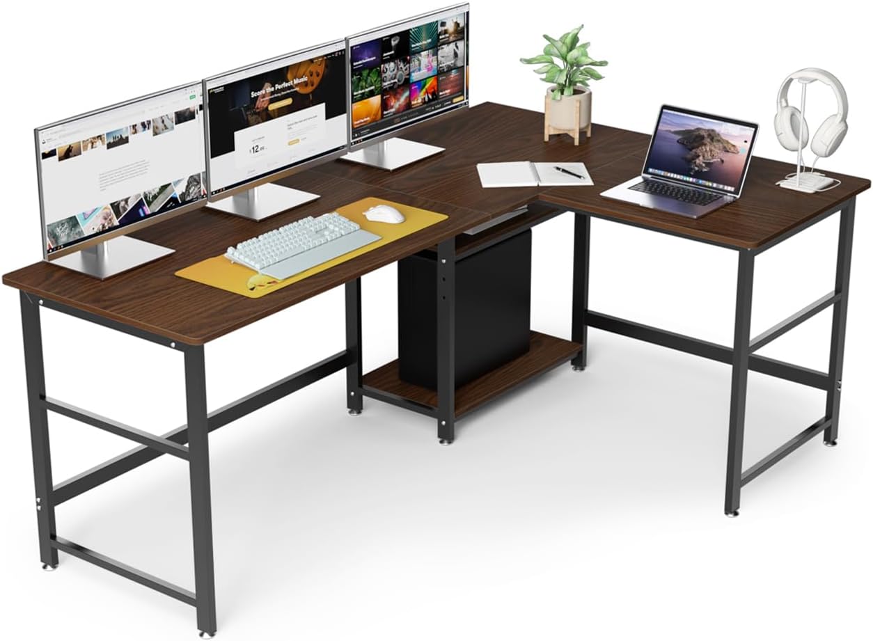 l字 幅180+120cm 奥行60 2段収納棚付き 左右交換設置可 PCデスク オフィスデスク ゲーミングデスク 高さ72 テレワーク 超ワイド天板 省スペース 棚高さ調整可能 傷・汚れ・水分・