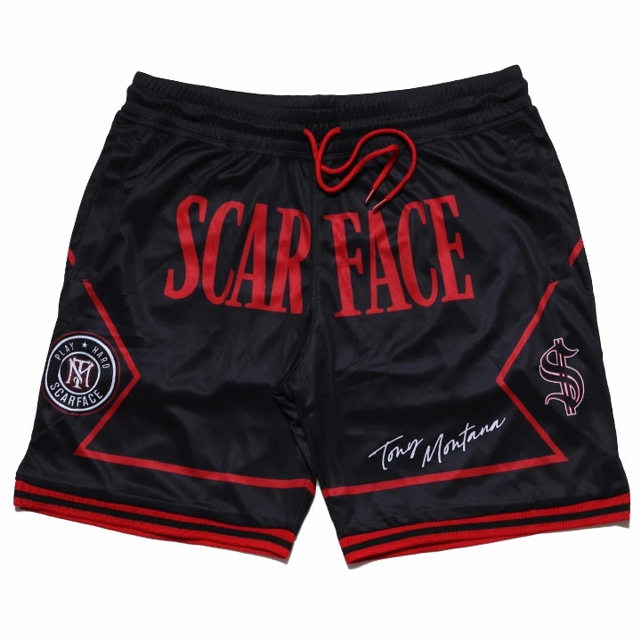 REASON × 映画 スカーフェイス ハーフパンツ バスパン 半ズボン 短パン メンズ 春夏用 黒 大きいサイズ Scarface 限定 コラボ 公式 リーズン