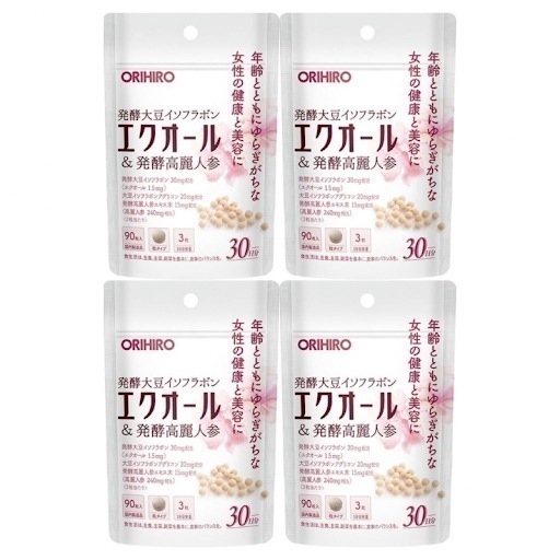 エクオール&発酵高麗人参 30日分 オリ ヒロ 大豆イソフラボンサプリメント 4個セット 5,412円