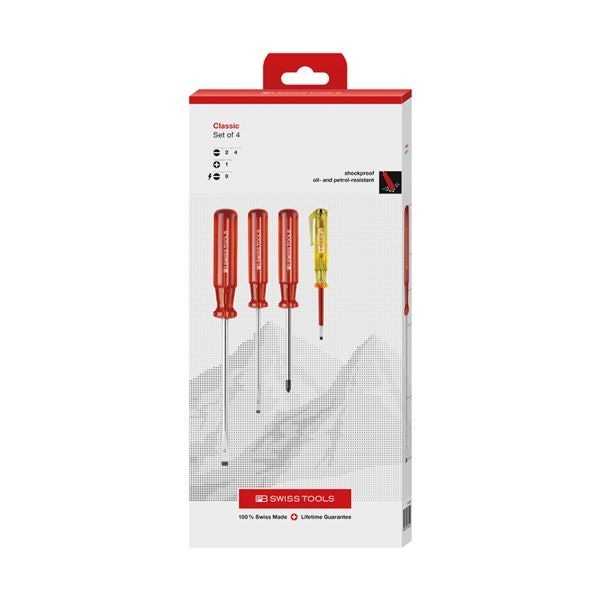 PB SWISS TOOLS ピービースイスツールズ 4本組 クラシックハンドル ドライバーセット（マイナス/プラス） ペーパーボックス入 1530.CBB