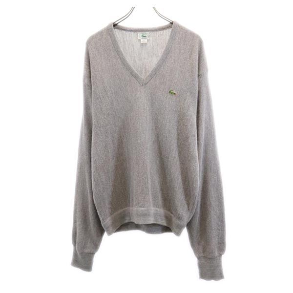 90s オールド USA製 長袖 Vネック ニット XL グレー系 セーター メンズ
