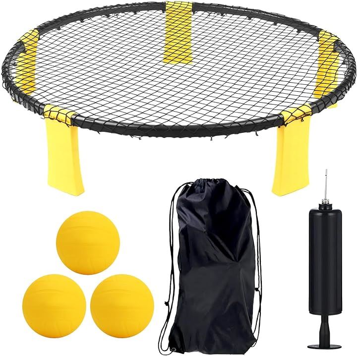 ラウンドネット アウトドア 外遊び スポーツ 運動 公園 キャンプ スパイク ボール (ボール3個収納袋付き)