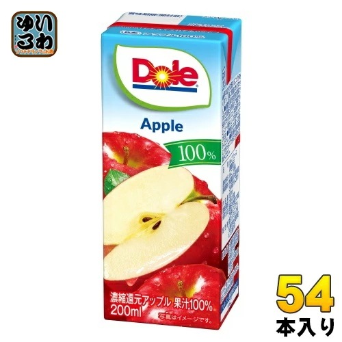 雪印メグミルク Doleアップル100% 200ml 紙パック 54本 (18本入×3 まとめ買い) りんごジュース 濃縮還元