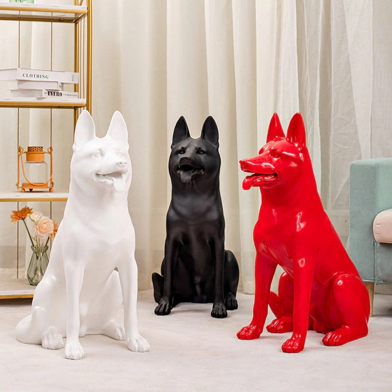 【急速出荷!】オブジェ ジャーマンシェパード モチーフ S size 樹脂製 装飾 置物 おしゃれ かわいい インテリア プレゼント 贈り物 ホワイト ブラック