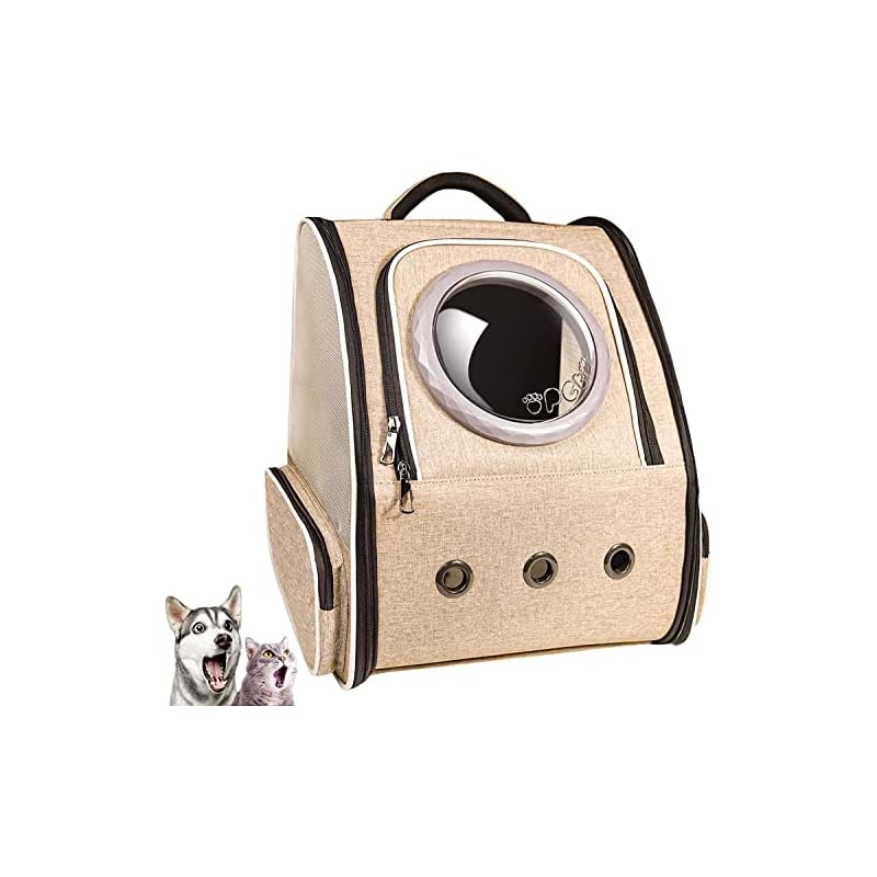 Okiki 最新型 猫 犬 キャリー リュック ペットキャリー リュック バッグ 猫用 小型犬小動物用 きゃりーバッグ リュック 大容量 宇宙船 折り畳み 2種類の窓付き 通気性 旅行 通院 防災