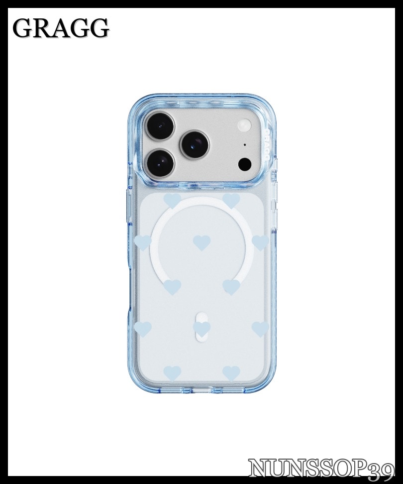 GRAGG MAGSAFE LAYERS FRAME CASE CLEAR BLUE - HEART DOT