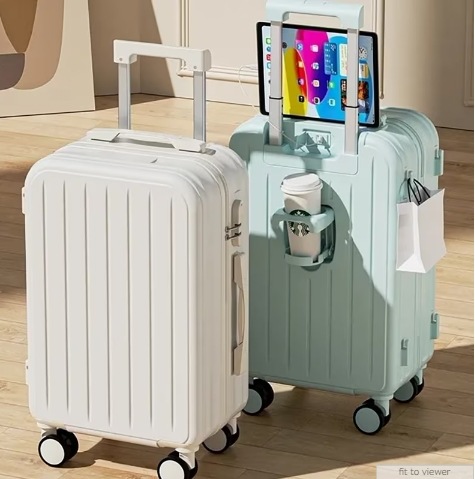 キャリーケース スーツケース 多機能 カップホルダー付き USB充電可能 軽量 小型 静音 360回転キャスタ