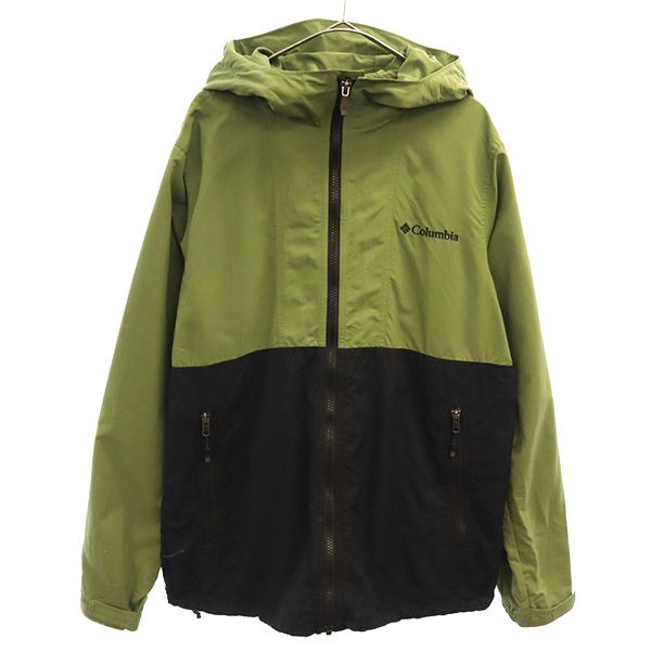 ワンポイント刺繍 長袖 ナイロンジャケット M グリーン×ブラック アウトドア メンズ 5,494円