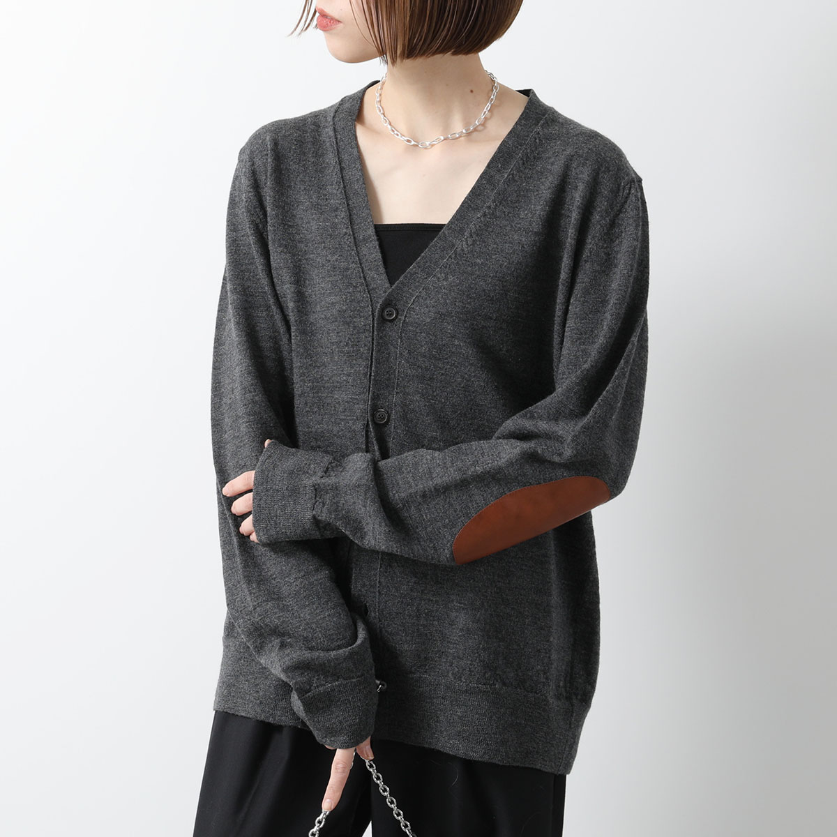 MAISON MARGIELA メゾンマルジェラ カーディガン S50HP0012 M13062 レディース エルボーパッチ ニット ウール Vネック 4ステッチ 859M S50HP0012M130