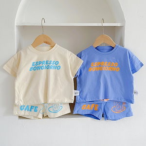韓国版子供用夏服上下セット，2024夏の男女赤ちゃん半袖Tシャツ+ショートパンツカジュアル2点セット，子供服