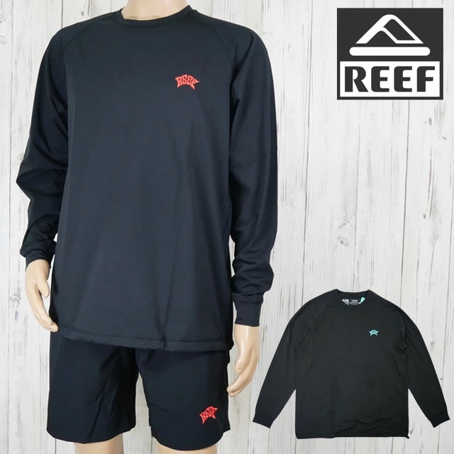 リーフ ロングスリーブ Tシャツ メンズ RFTEM2520 長袖 ラッシュガード ブラックエディション ラッシュ L/S Tシャツ ティーシャツ サーフィン トップス 速乾 ストレッチ 軽量 UVカ