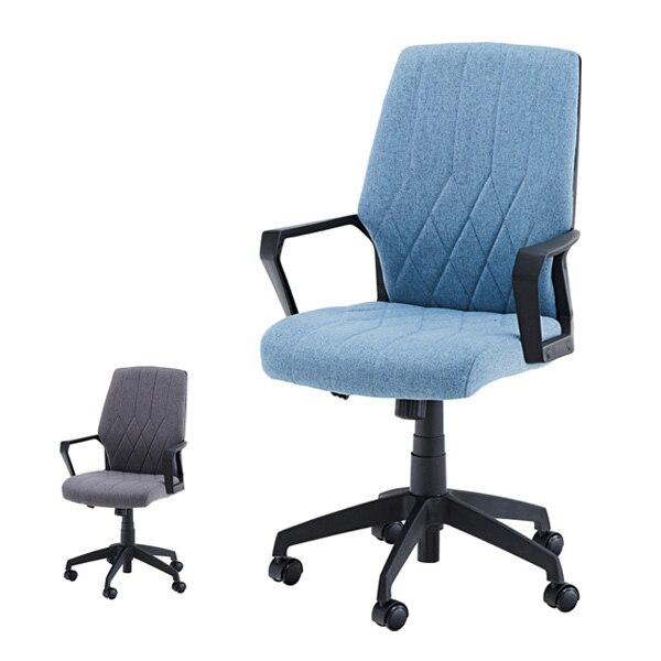 オフィスチェア 座面高42cm－52cm 高さ調整 ファブリック 布製 キャスター付き ひじ掛け