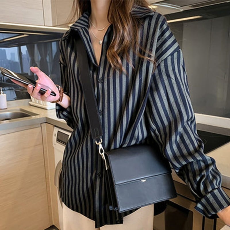 ３色 トップス シャツ ブラウス 春 秋 きれいめ カジュアル 長袖 ゆったり 長袖 フレンチスリーブ 襟付き レギュラーカラー スマート 前開き 重ね着 緑 グリーン 灰色 グレー カー