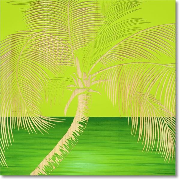 ユーパワー ウッドスカルプチャーアート 60x60cm 「パーム ツリー」GR+NP