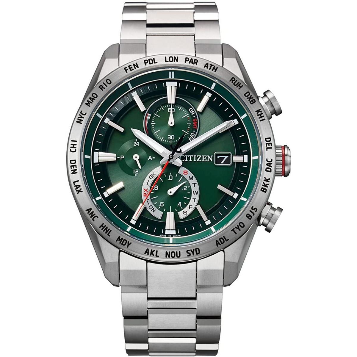 CITIZEN(シチズン) ATTESA アテッサ AT8181-63W　シルバー×グリーン メンズウォッチ 腕時計 ACT Line 光発電 エコ・ドライブ
