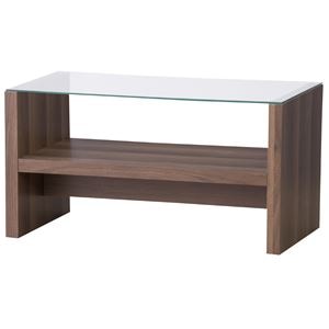 カフェテーブル 木製/強化ガラス製 棚収納付き CAT-BR ブラウン