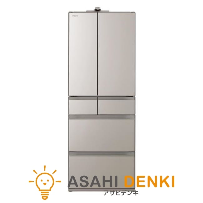 冷蔵庫(600～650L) ヒタチ R-HXCC62V-XN 2-4人家族 ライトゴールド 省エネ 日立 観音開き RHXCC62VX 6ドア 617L まんなか冷凍