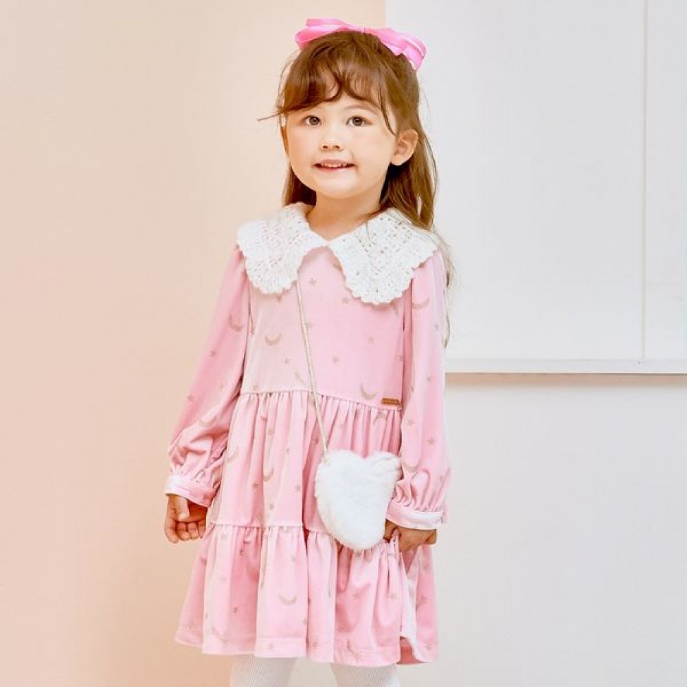 ゲスキッズ ブリン ベルベット ファーバッグ ワンピース G38DAO030-T