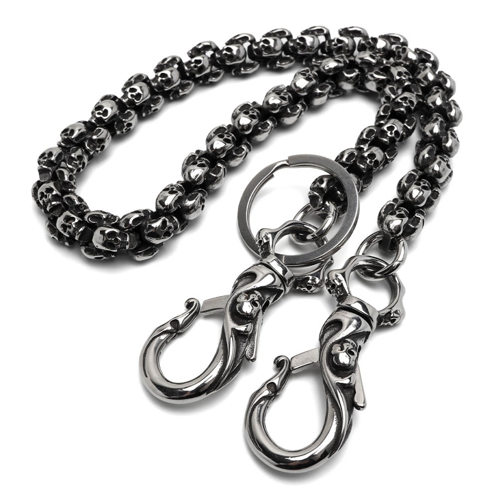 ステンレス ウォレットチェーン スカルチェーン 2クリップ [wc081-n897-s]