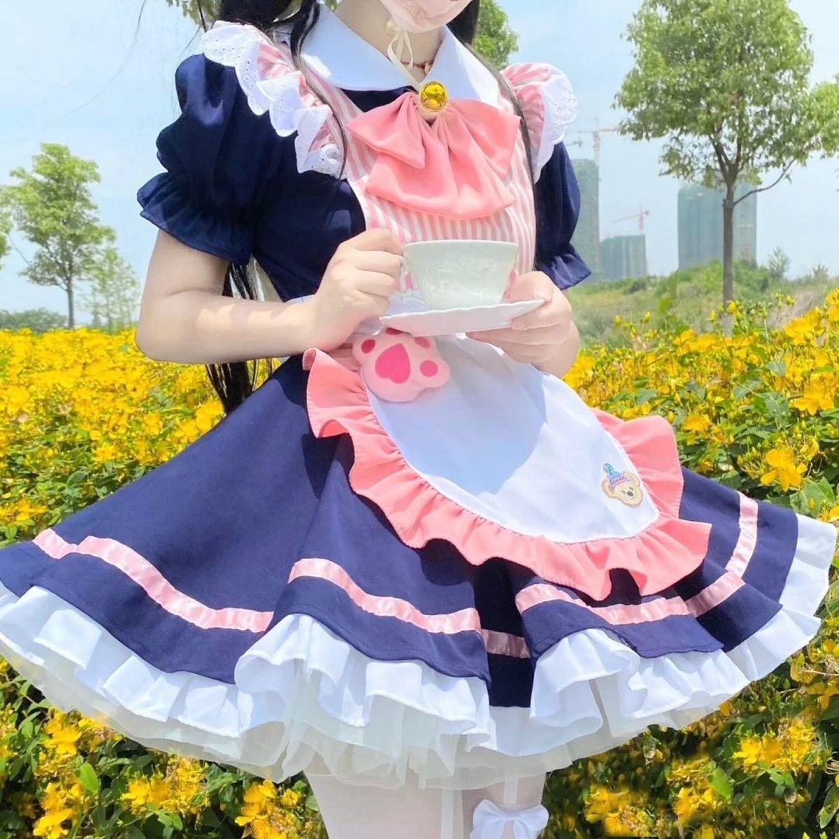 メイド服cosかわいい風カフェメイドスカートLolitaデイリーセット