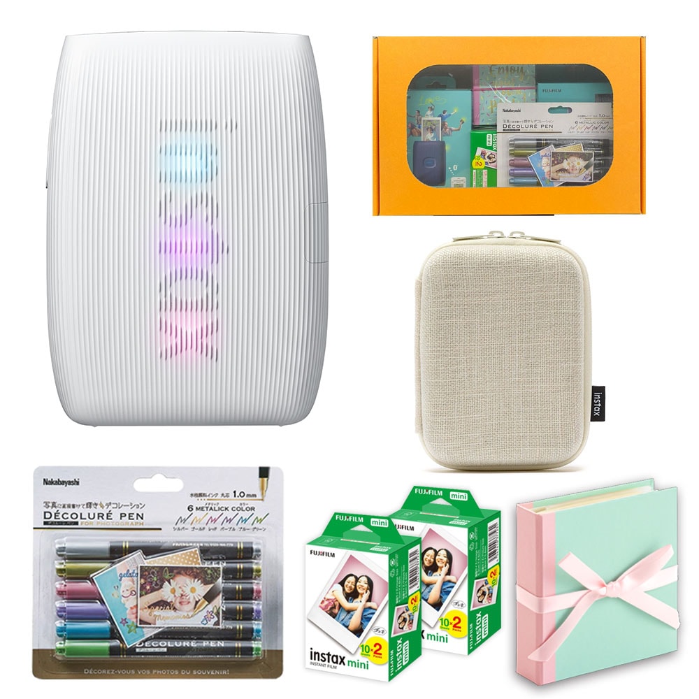 【ギフト チェキB】富士フィルム（フジフィルム）チェキ スマートフォン用プリンター instax mini Link3 ホワイト ケース付きギフトBOXセット