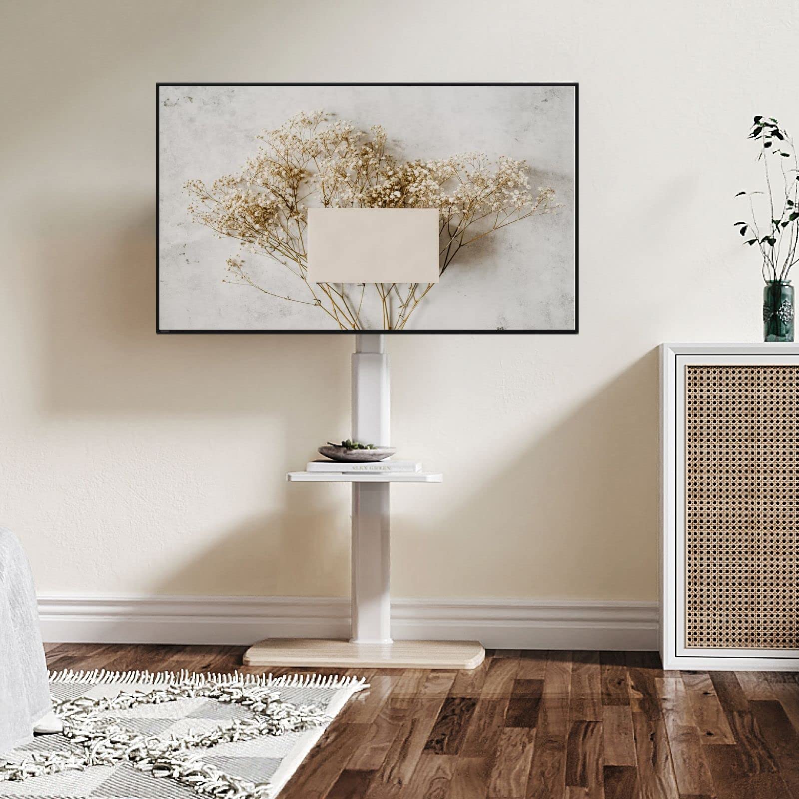 テレビスタンド ハイタイプ tvスタンド 32~70インチに対応 壁寄せ テレビ台 幅60cmの木製台座 耐荷重40kg VESA600x400mmまで 高さ調整可能 左右首振り可 93115