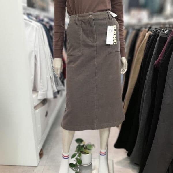 HC09 女性バック スリット コーデュロイ H ライン ミディ スカート 膝下ミディ丈のウエストゴム入り (S42047291)