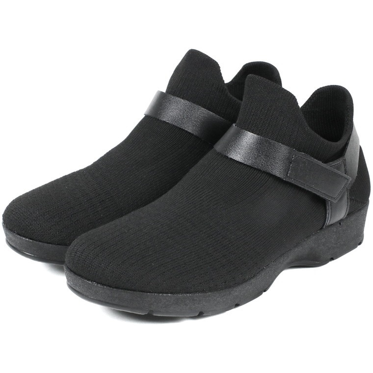 日本製 婦人靴 黒 スリッポン 歩きやすい スニーカー ソックスシューズ ニットシューズ 49550 49551