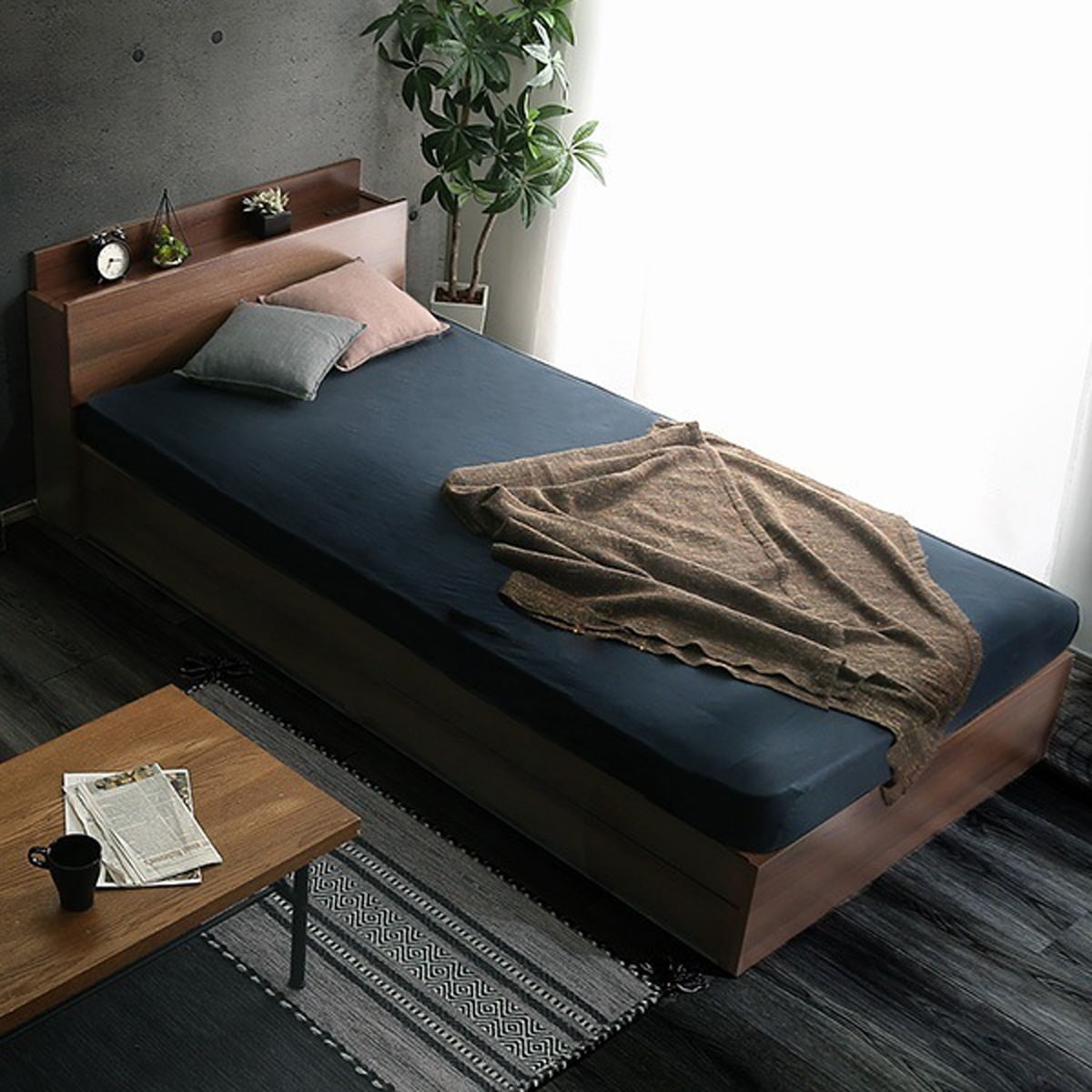 インテリア 家具 ベッド チェストベッド コンセント付き ヴィンテージ シングルサイズ 収納 引出し