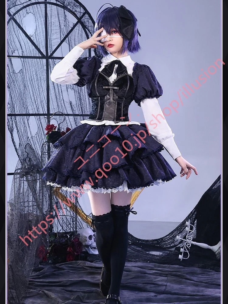wusuobic[迅速な出荷]暗黒系コスプレ衣装ゴシック洋装コスプレハロウィンロリータ二次元メイド 学院祭用 二次元服 ロリスーツ コスプレ