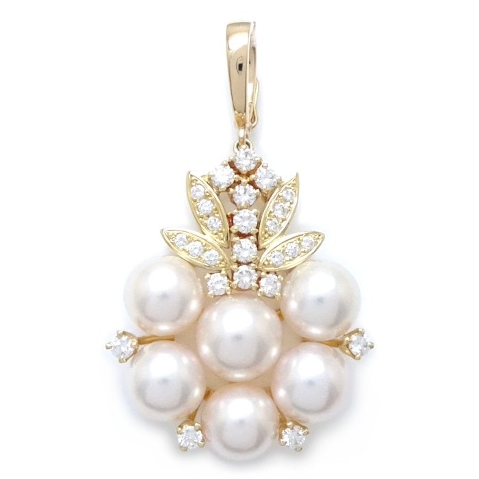 パール ペンダントトップ チャーム 真珠7～8ミリ ダイヤモンド K18YG イエローゴールド /293124【中古】