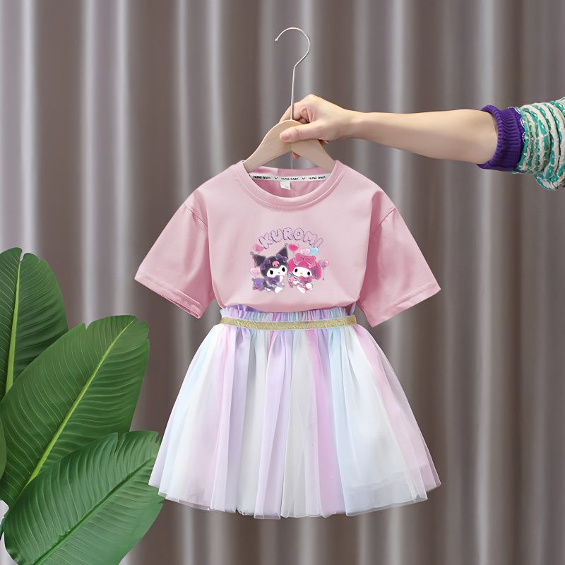 【SNS話題沸騰】クロミ2025女児スカートtシャツガーゼスカート夏スタイル2025新作洋気子供女性夏プリンセススカート7